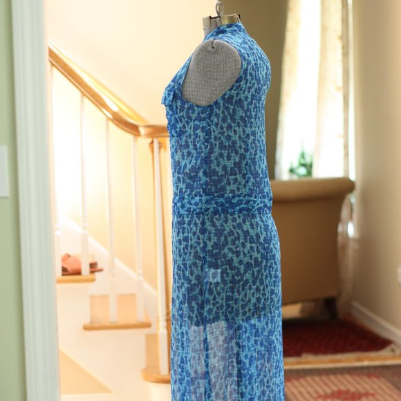 EQUIPMENT FEMME Sheer Blue Leopard Maxi Sun Dress - Picture 2 of 7
